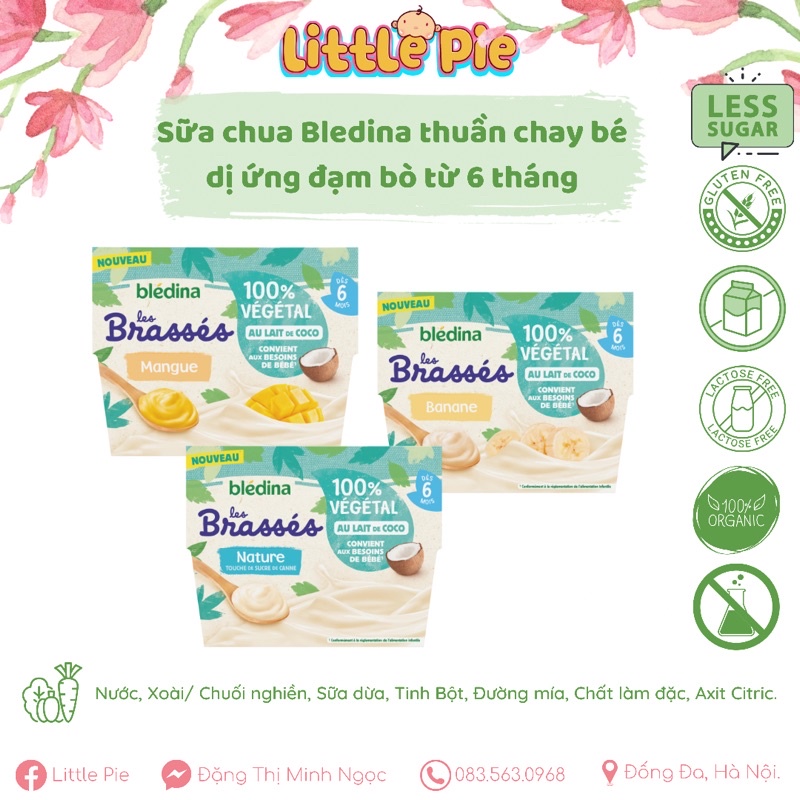 Sữa chua sữa dừa ăn dặm Bledina thuần chay cho bé dị ứng đạm bò 6 tháng - Date t5/2022