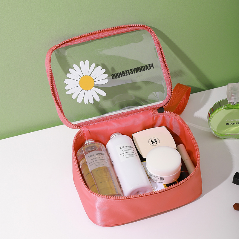 Daisy wash cosmetic bag waterproof PVC portable skin care products large capacity visual storage bag