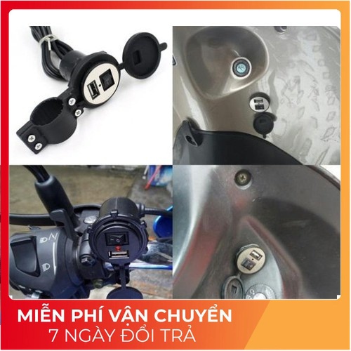 BỘ SẠC ĐIỆN THOẠI TRÊN XE MÁY 2.1A LẮP CÁC LOẠI XE