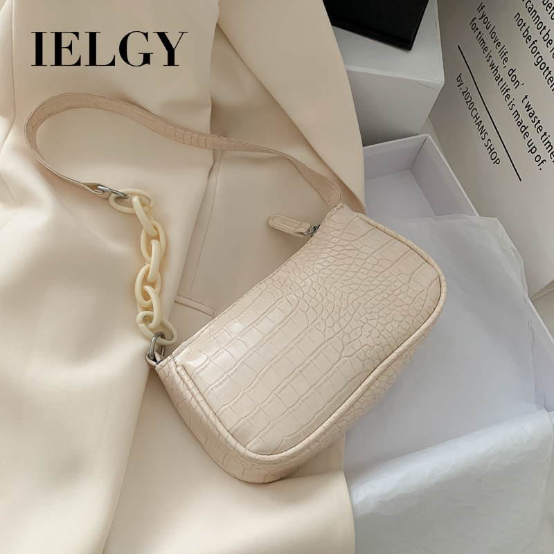 IELGY Milk tea color acrylic underarm bag retro single shoulder bag baguette bag