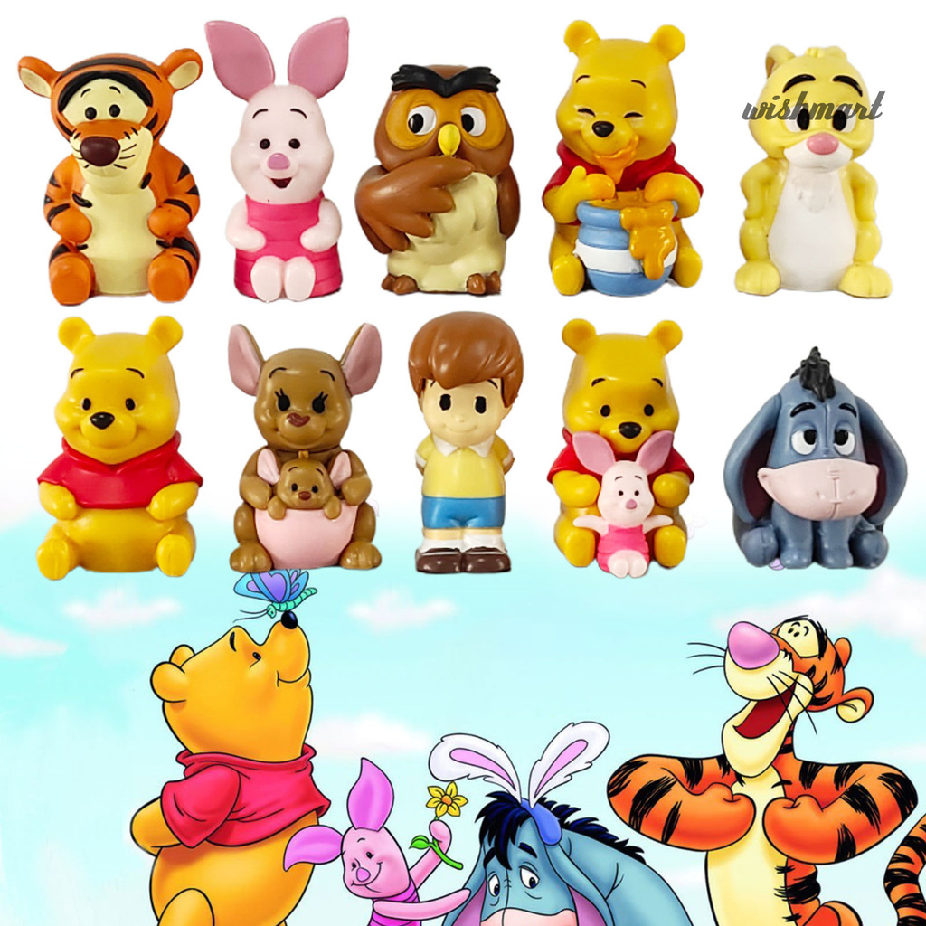 Bộ 10 Tượng Gấu Pooh Trang Trí Đáng Yêu