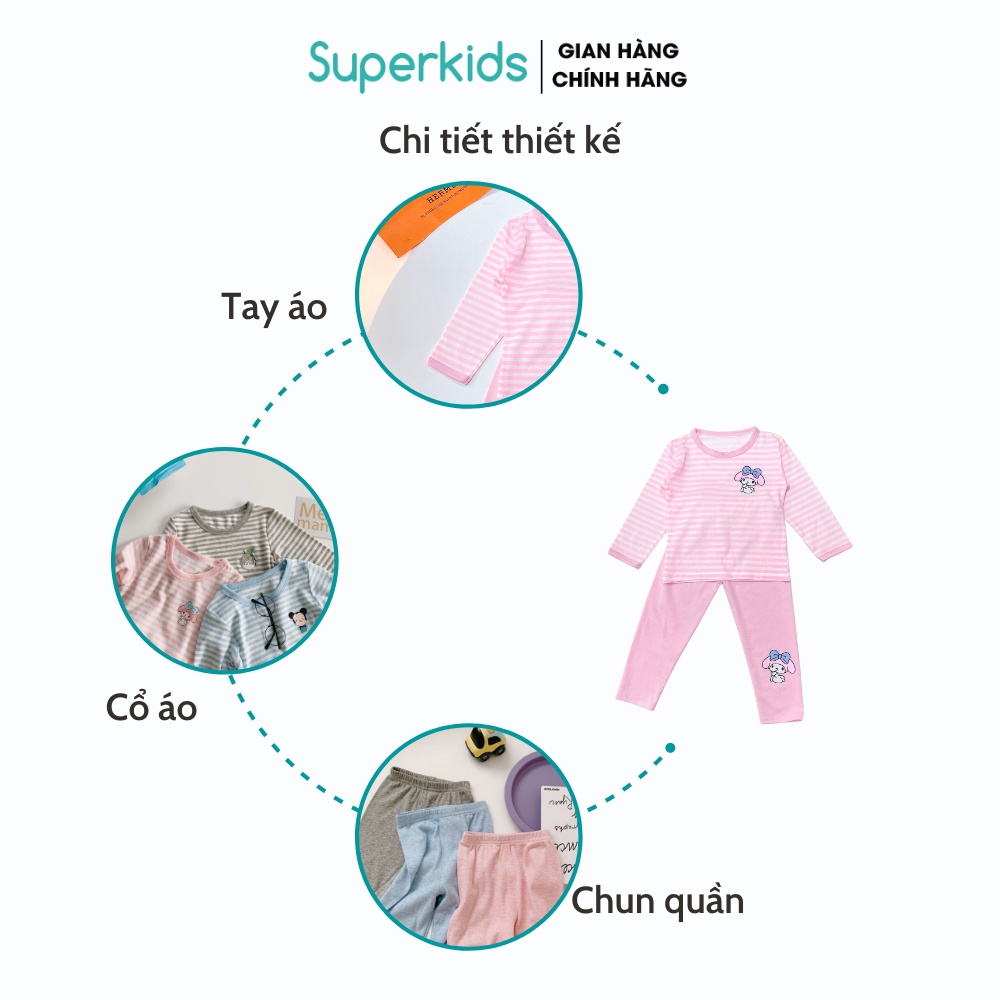 Bộ thu dài tay kẻ ngang cho bé 8-18kg QATE709