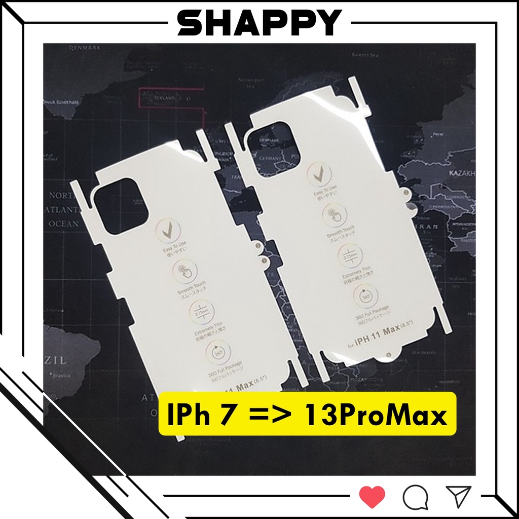 Miếng Dán PPF IPhone Tự Phục Hồi Full Các Dòng 7/8/Plus/X/XR/XsMax/11/12/13/Pro/Max [Shappy Shop]