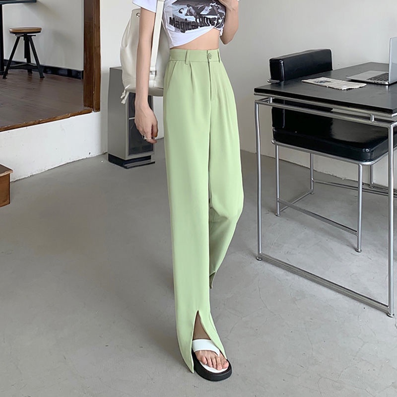 Quần Dài Lưng Cao Dáng Rộng Xẻ Tà Thời Trang Mùa Hè 2022 Phong Cách retro Mới