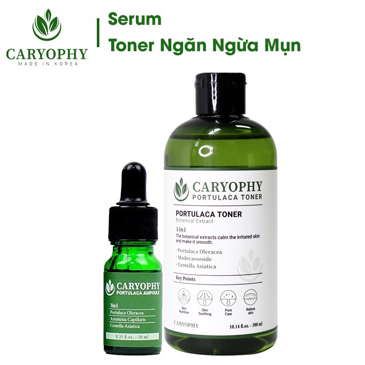 Serum mụn Caryophy hàn quốc kết hợp toner cho da dầu mụn sạch các loại mụn ẩn mụn bọc mụn trứng cá mụn thịt