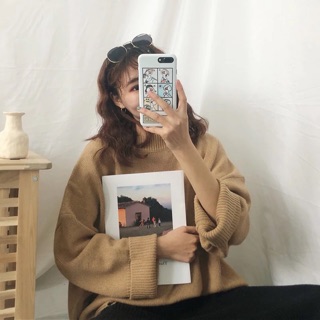 Áo len dáng rộng sẻ tà