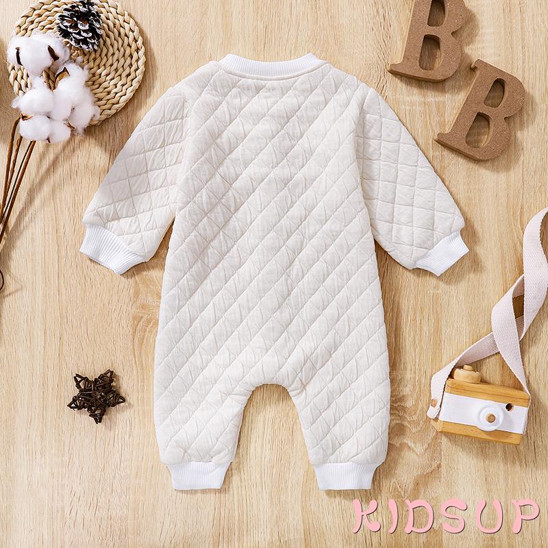 Kidsup1-bộ Áo Liền Quần Dài Dáng Rộng May Chắp Vá Cài Khuy Tay Dài Đính Kim Cương Dành Cho Bé Trai Bé Gái