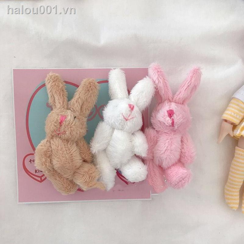 Ghim cài túi hình chú thỏ lông dài mini phong cách Hàn Quốc dễ thương thời trang màu hồng nữ tính