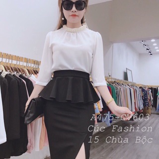 Sét áo voan chân váy peplum