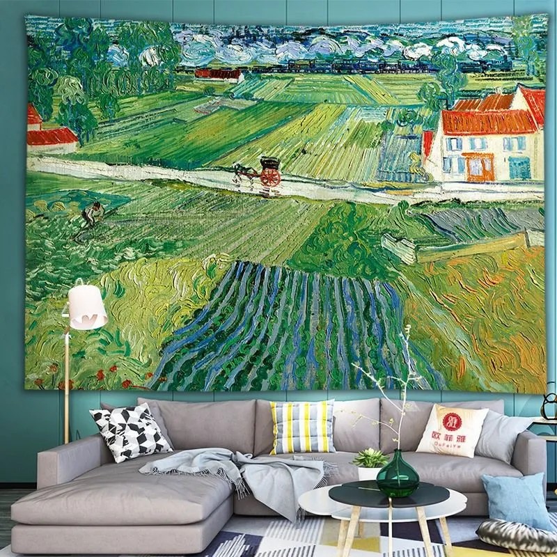 Thảm Treo Tường Phong Cách Tranh Sơn Dầu Trang Trí Nhà Cửa