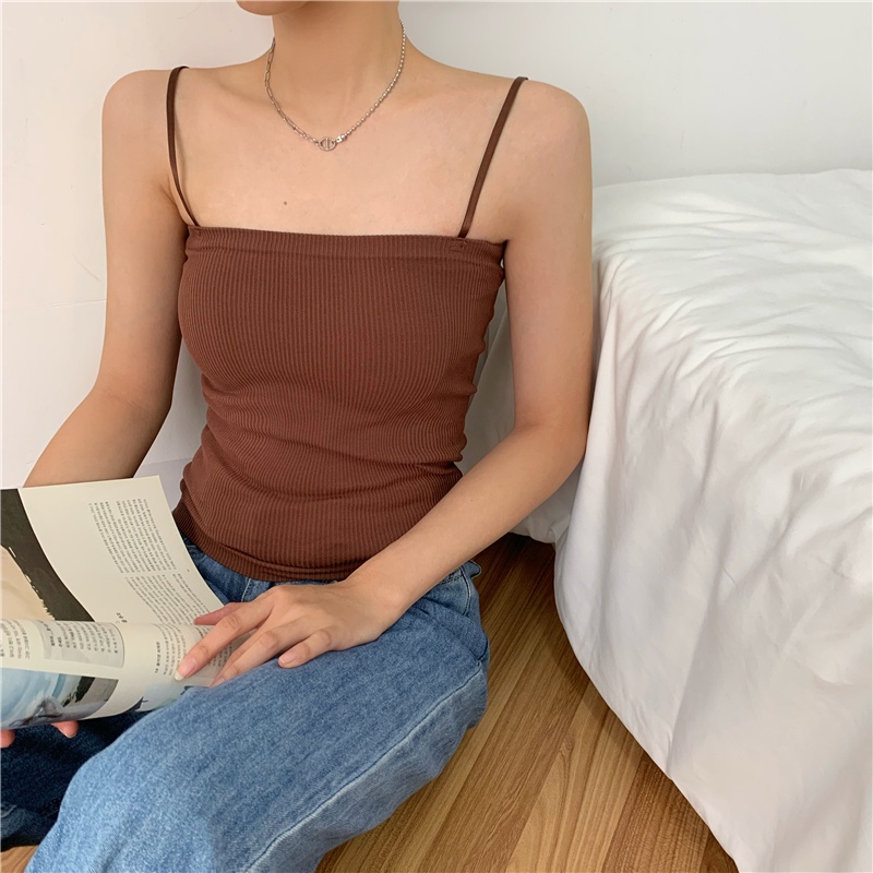 Áo hai dây màu trơn có mút đệm ngực 47271