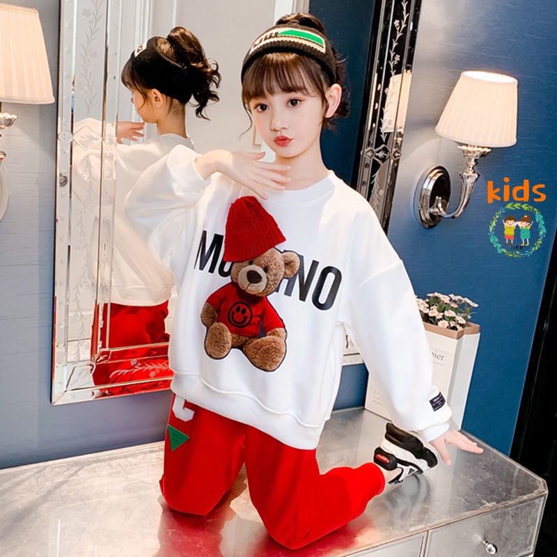 Set Đồ Thể Thao Gồm Áo Cotton Tay Dài Và Quần Dài Thời Trang Xuân Thu Phong Cách Mới Cho Bé Gái 3-5 - 8-10 - 12-13 Tuổi