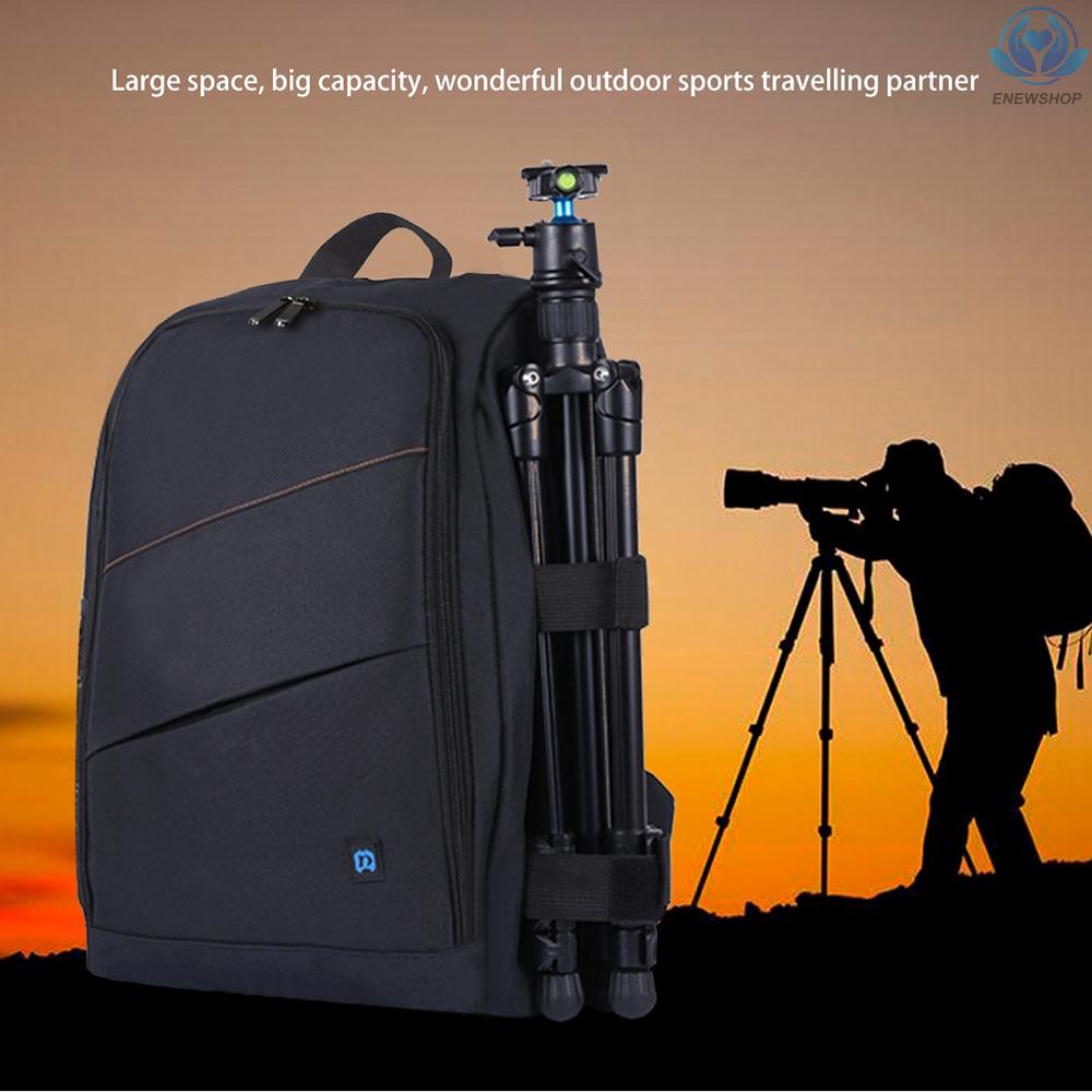 【enew】PULUZ Outdoor Backpack Portable Waterproof Bag Scratch-proof Dual Shoulders Backpack for DSLR Camera, Sports Camera, Tripod and Other Photography Accessories Black