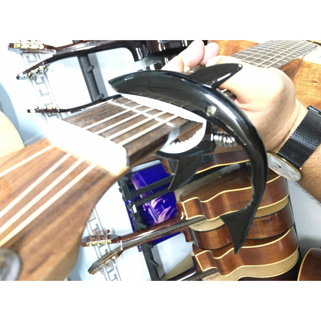 [ Tặng Giáo Trình Guitar ] GUITAR CAPO CÁ MẬP - GUITAR SHARK CAPO Gold, Bạc, Titan, Đen, Hồng