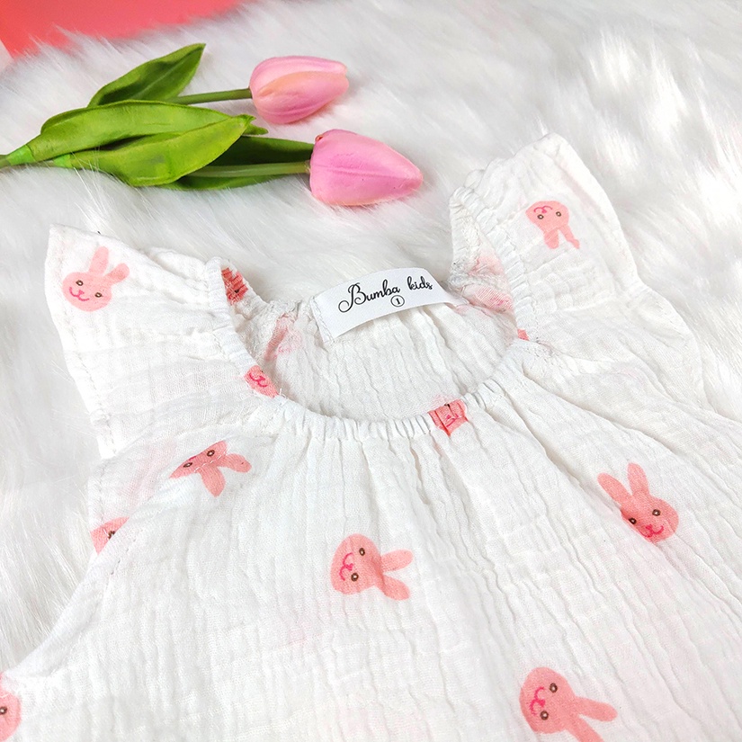 Bộ 2 dây cánh tiên💥 CAO CẤP💥 bộ đồ mùa hè chất xô muslin thấm hút mồ hôi, mềm mại cho bé gái