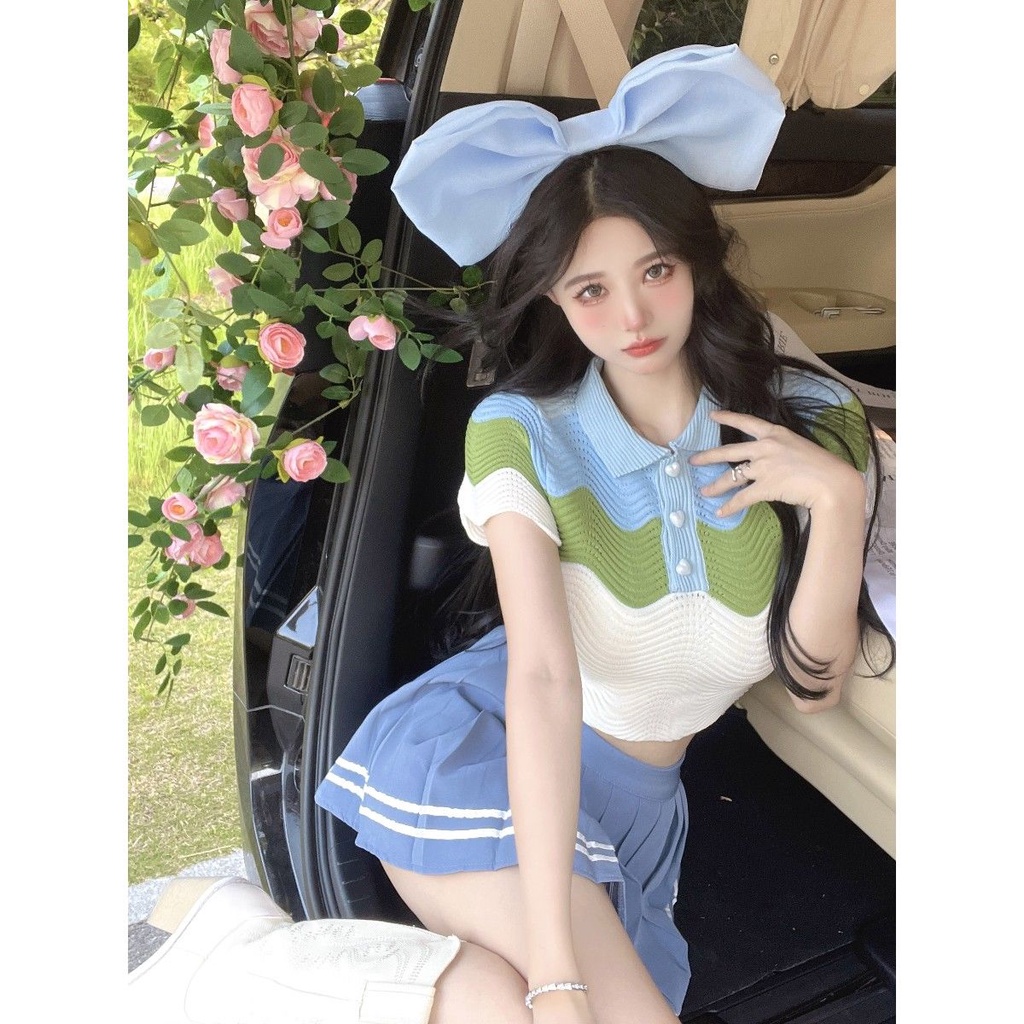 Áo Len Ngắn Tay Phong Cách Hàn Quốc Thời Trang Mùa Hè Hàng Mới Dành Cho Nữ