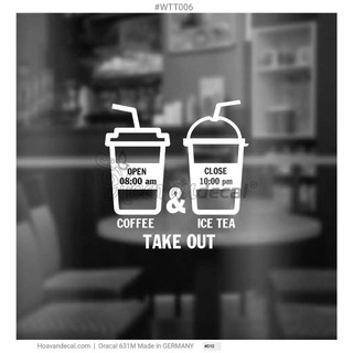 Decal giờ mở cửa Opening times  dán kính