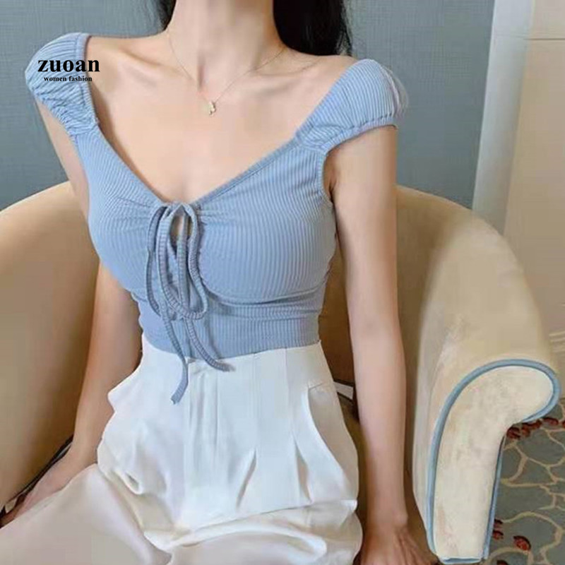 SUXI Áo Hai Dây Dệt Kim Gợi Cảm Cho Nữ