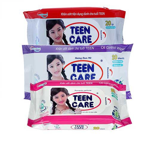 Khăn giấy ướt Teencare 20 tờ/gói , Kháng khuẩn 99,9% (Giao màu ngẫu nhiên)