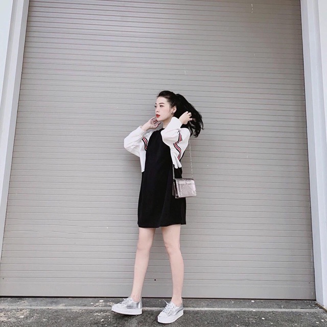 VÁY ĐEN PHỐI TAY KẺ SIÊU HOT | BigBuy360 - bigbuy360.vn