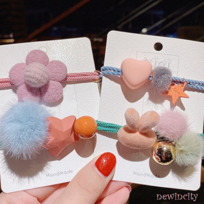 Set dây buộc tóc đàn hồi phong cách Hàn Quốc trang trí đáng yêu cho bé