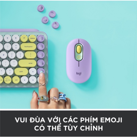 Bàn phím cơ không dây bluetooth | USB Logitech POP KEYS - phím emoji có thể tùy chỉnh