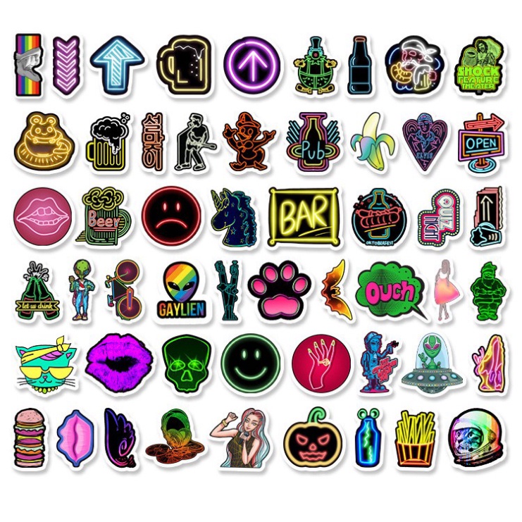 [Set 53 Cái] Sticker cute dán trang trí laptop, mũ bảo hiểm phong cách đường phố - MP.002