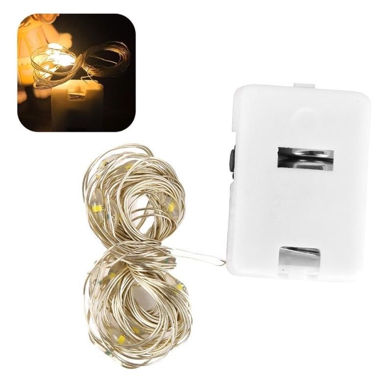 Đèn led 2m trang trí decor, lãng hoa, hộp quà, giỏ hoa...dùng pin