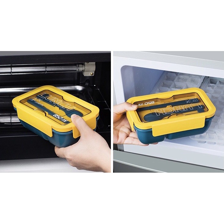 FRESSHIP ĐƠN 50K _ Hộp đựng cơm văn phòng cao cấp kèm bộ đũa thìa tiện dụng 850ml