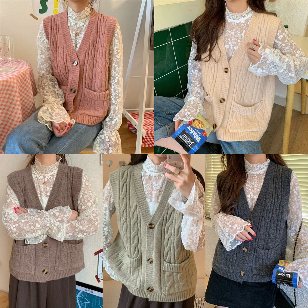 Áo len không tay cổ chữ v thiết kế mới thời trang theo phong cách hàn quốc dành cho nữ
