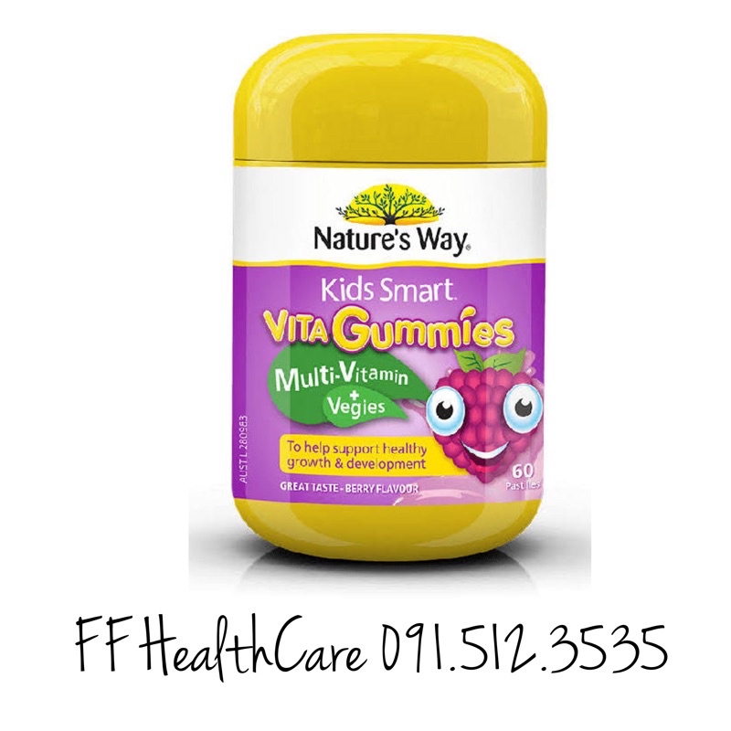 Kẹo Vitamin và Rau Củ Cho Bé Vita Gummies Multivitamin Vegies 60 Viên