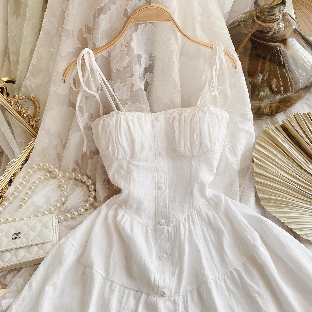 ĐẦM 2 DÂY TRẮNG CÚP NGỰC TẦNG CHÂN BÈO | BigBuy360 - bigbuy360.vn