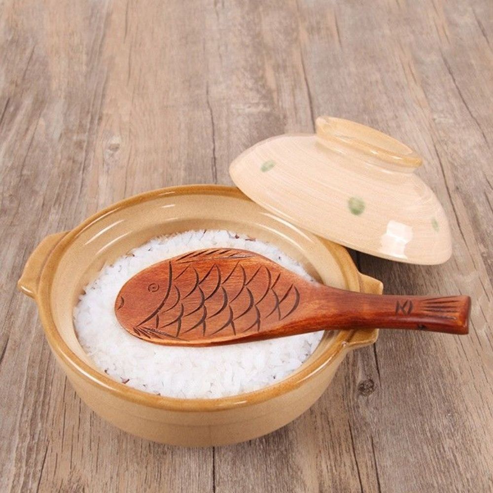 Epoch Muỗng Múc Cơm Bằng Gỗ Tre Không Độc Hại Hình Cá Sáng Tạo