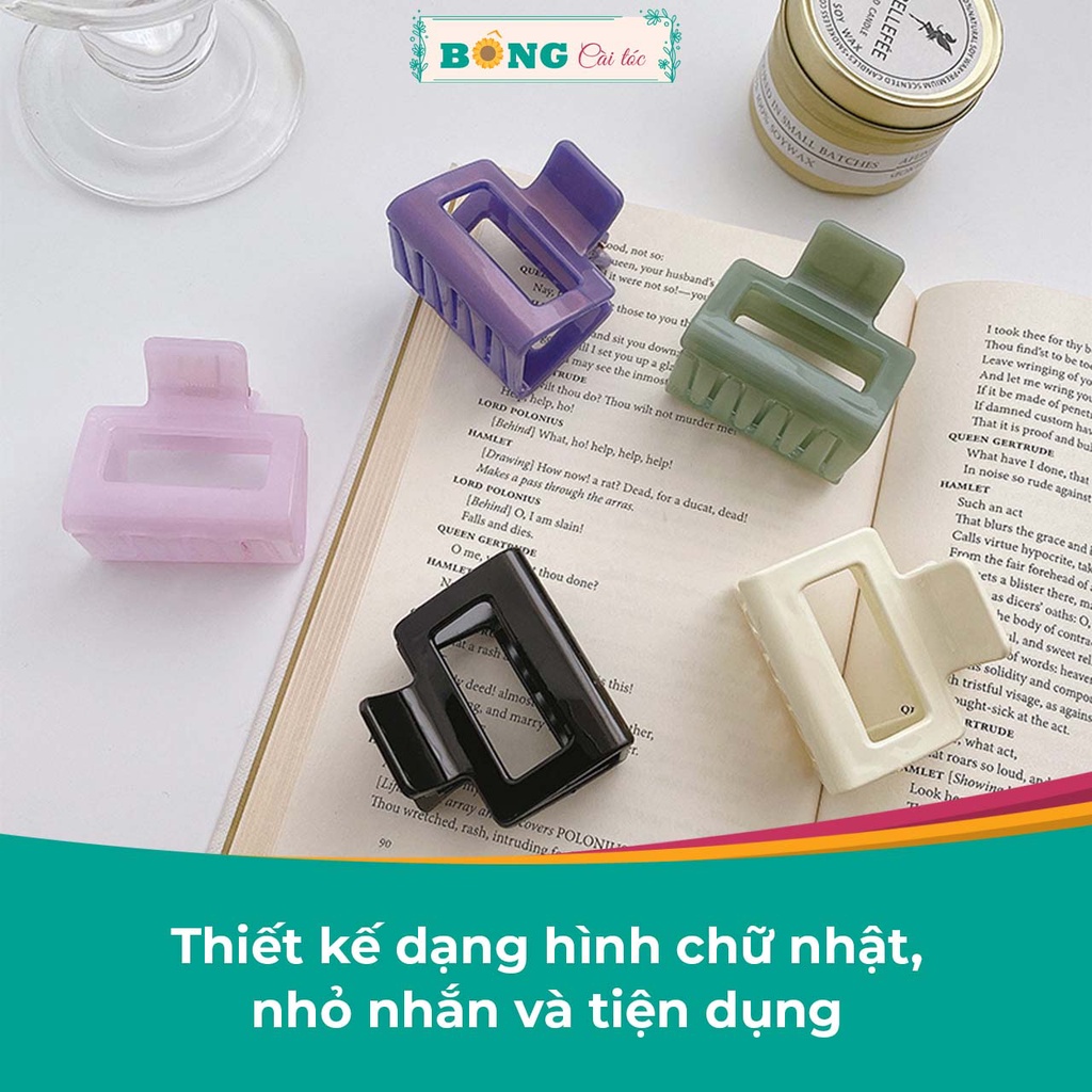 Kẹp càng cua chất liệu nhựa hình chữ nhật kích thước 5cm nhiều màu clear phong cách Hàn Quốc KN80 - kẹp tóc BÔNG Cài Tóc