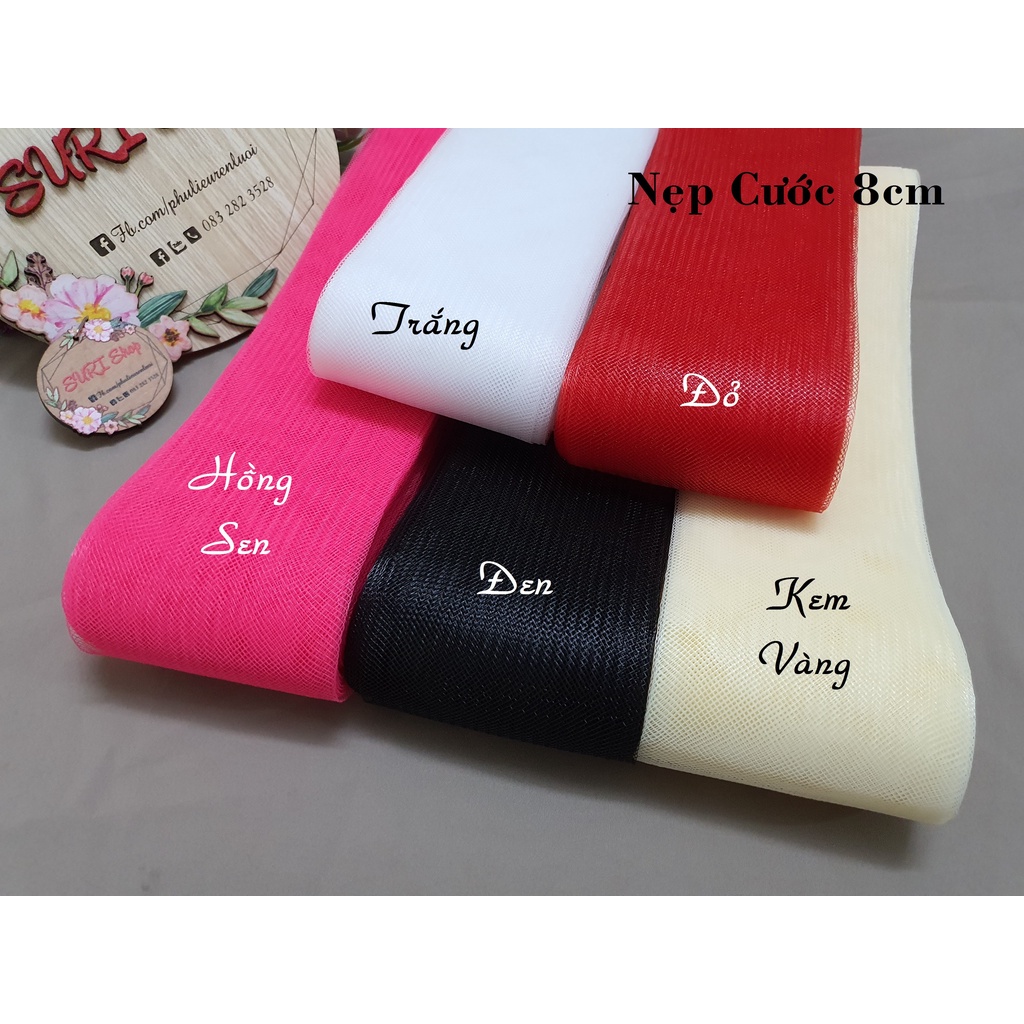NẸP CƯỚC (LƯỚI CƯỚC) BẢN 8CM MAY VIỀN CHÂN VÁY - CUỘN ~20m