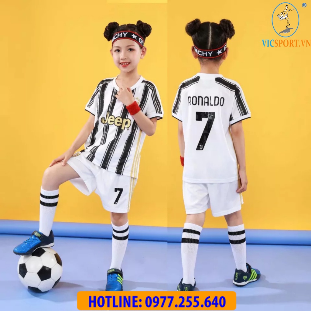 Áo Bóng Đá, Quần Áo Đá Banh JUVE Trẻ Em CLB JUVENTUS Vải Thun Lạnh Thoáng Mát Cho Bé - Vicsport