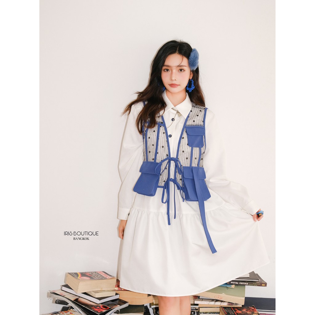 ▣☍Iris Boutique IV010 22/SS Navy packets vest - Áo vest nữ (SẢN PHẨM CÓ SẴN TẠI VIỆT NAM)