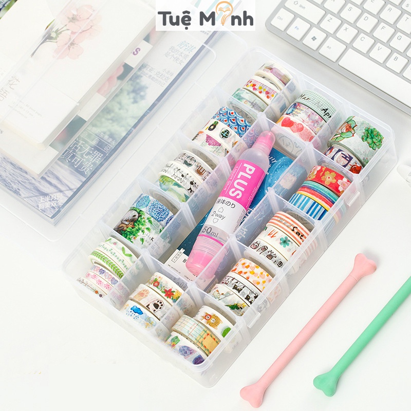 Hộp đựng washi tape, phụ kiện 15 ngăn có thể tháo lắp chống nước C07