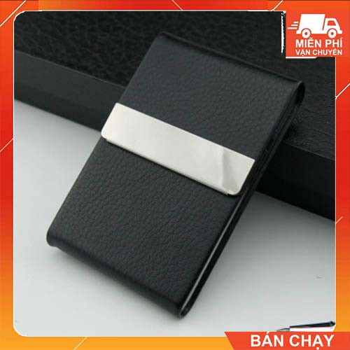 Hộp Đựng Danh Thiếp Hộp Name Card Da Cao Cấp Simili Vân Đen Sang Trọng _NC015 [Có Khắc Tên Theo Yêu Cầu ]