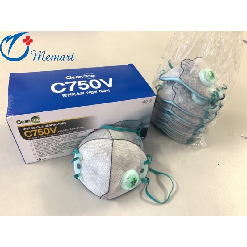 Khẩu trang C750V combo 100c có van thở,chống độc, lọc bụi,chống mùi hóa chất
