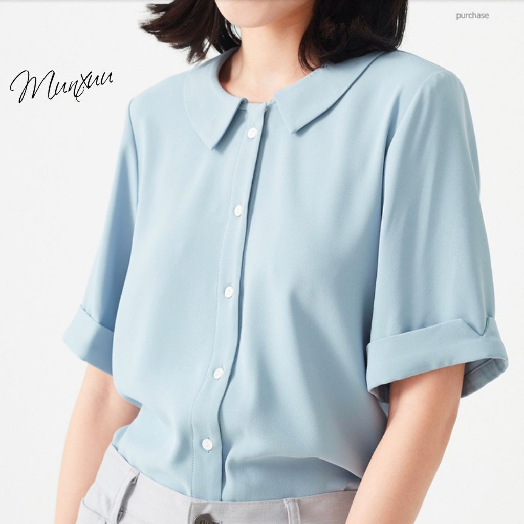 Áo sơ mi kiểu cổ sen MUNXUU, thiết kế đơn giản, kiểu dáng trẻ trung - SP08