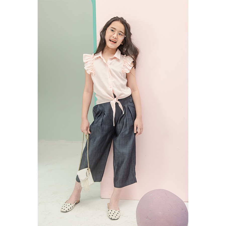 Quần dài thiết kế dáng suông cho bé gái JOOKYLI màu xanh than 22G0918