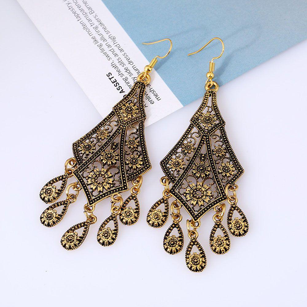 Bông Tai Dáng Dài Phối Tua Rua Phong Cách Bohemian Thời Trang Cho Nữ