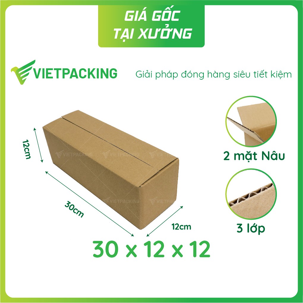 30x12x12 - 25 hộp carton đóng hàng giấy cứng đẹp V168