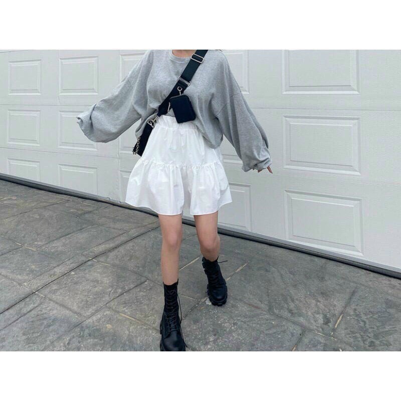 Chân váy ngắn 2 tầng xếp ly ulzzang, chân váy ngắn 2 lớp vải voan có hai màu đen, trắng | BigBuy360 - bigbuy360.vn
