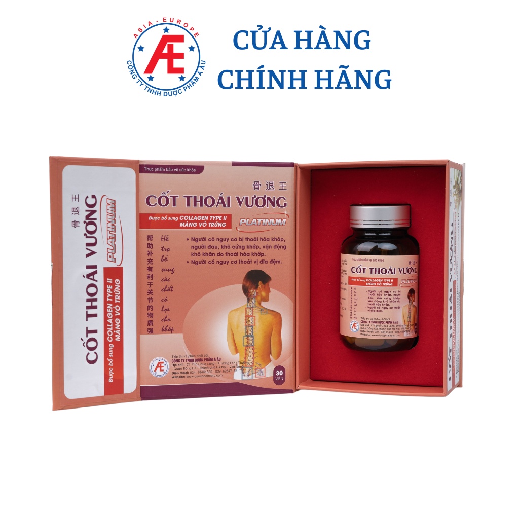 Cốt thoái vương platinum- Hỗ trợ người có nguy cơ bị thoái hóa khớp, thoát vị đĩa đệm Dược Phẩm Á Âu