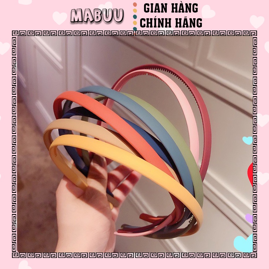 Băng đô cài tóc màu trơn nhám đơn giản xinh xắn cho nữ