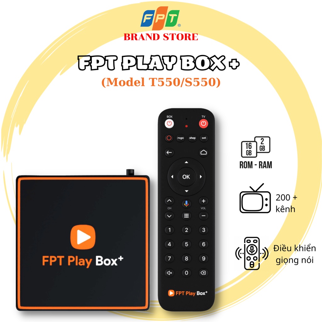 FPT PLAY BOX+ 2020 FPT TELECOM Mode 550 Android TV + 4K RAM 2GB Tích Hợp Điều Khiển Giọng Nói Từ Xa.