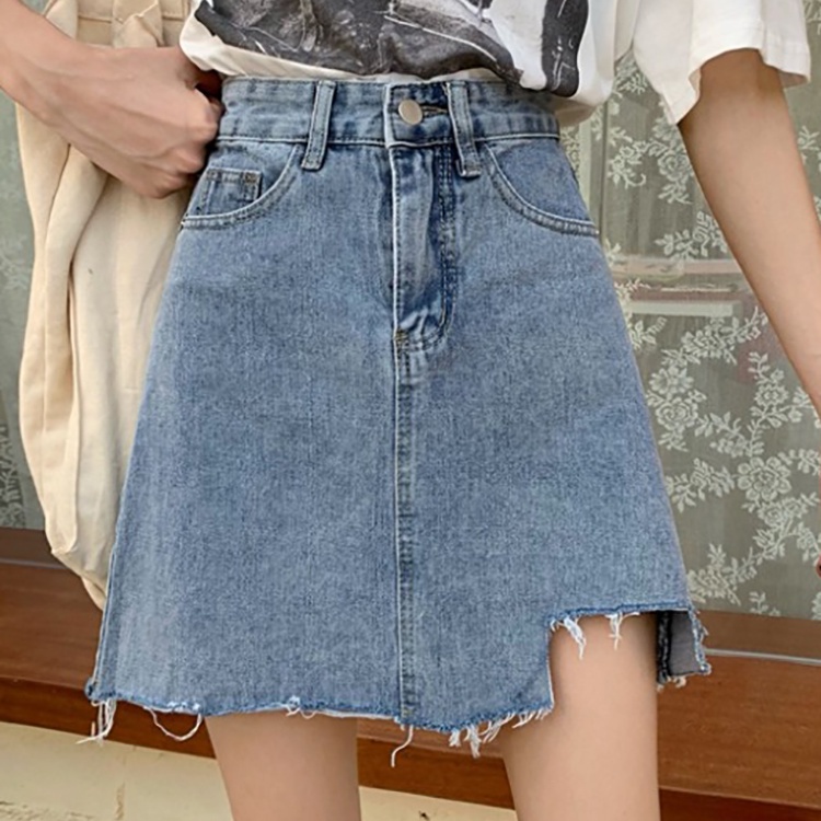 Chân váy jean SUXI dáng chữ A lưng cao phong cách cổ điển thời trang dành cho nữ