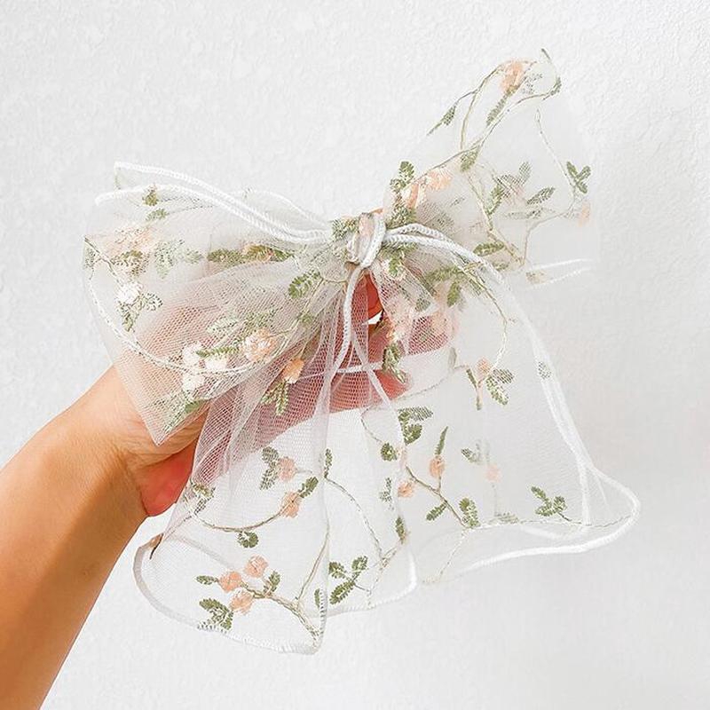 (Hàng Mới Về) Dây Buộc Tóc Phối Ren Hoa Xinh Xắn Nữ